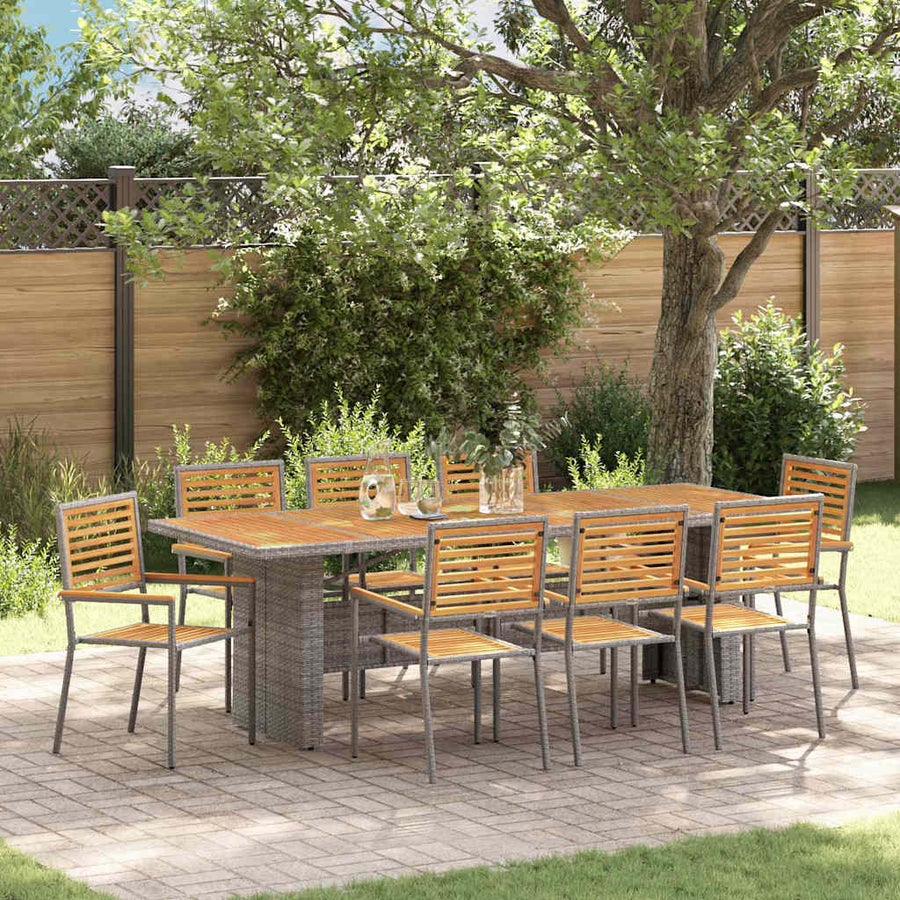 Tuin Eetset 9 Pcs En Bruin 240 X 90 X 75 Cm Poly Rattan Grijs