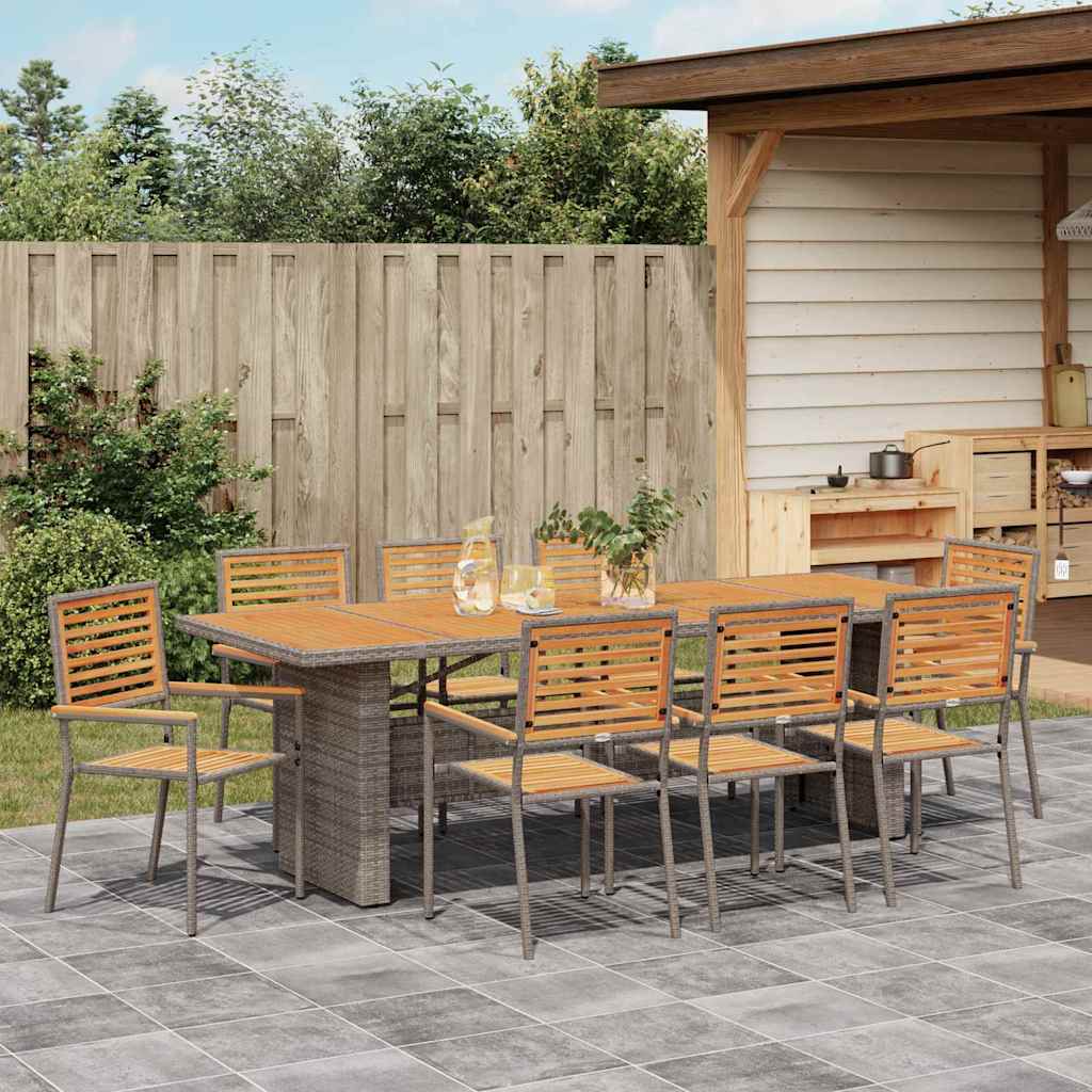 Tuin Eetset 9 Pcs En Bruin 240 X 90 X 75 Cm Poly Rattan Grijs