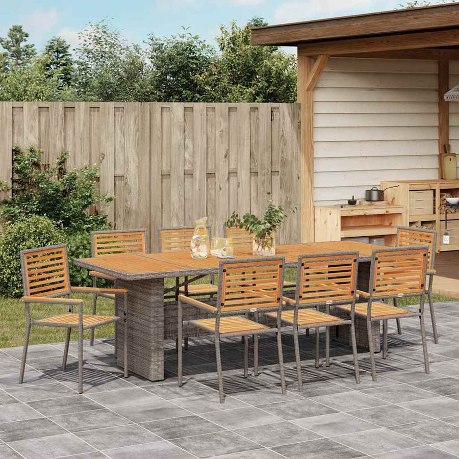 Tuin Eetset 9 Pcs En Bruin 240 X 90 X 75 Cm Poly Rattan Grijs