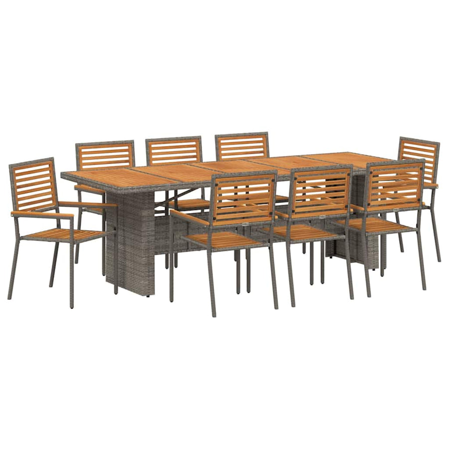 Tuin Eetset 9 Pcs En Bruin 240 X 90 X 75 Cm Poly Rattan Grijs