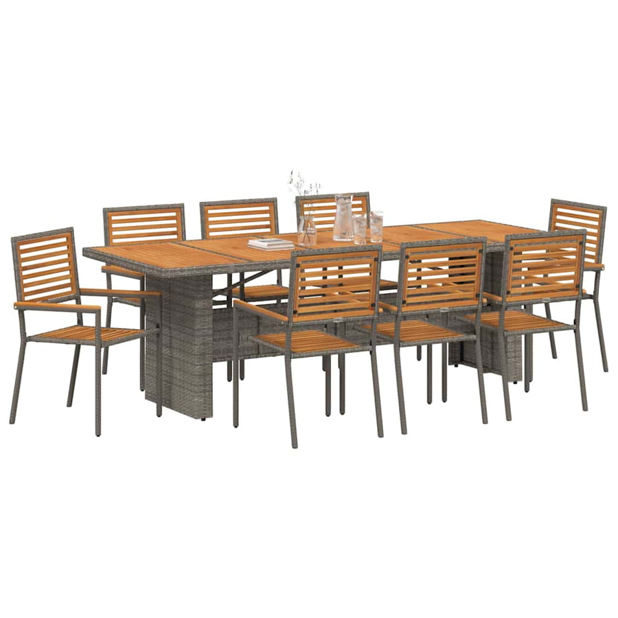 Tuin Eetset 9 Pcs En Bruin 240 X 90 X 75 Cm Poly Rattan Grijs