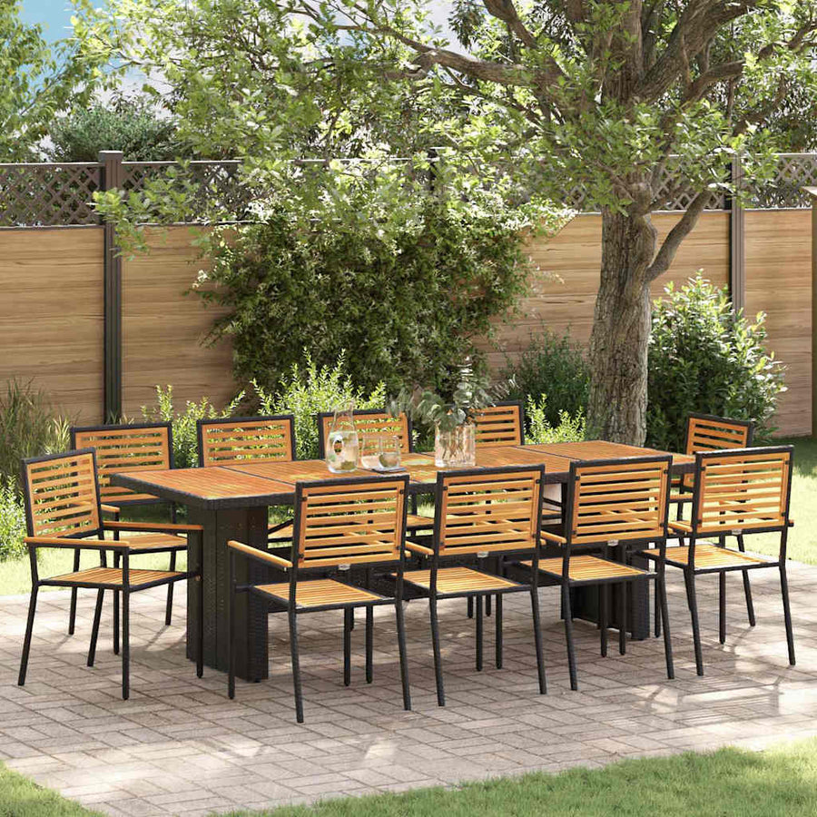 Tuin Eettafelset 11 Pcs En Bruin Poly Rattan 10-zitplaatsen