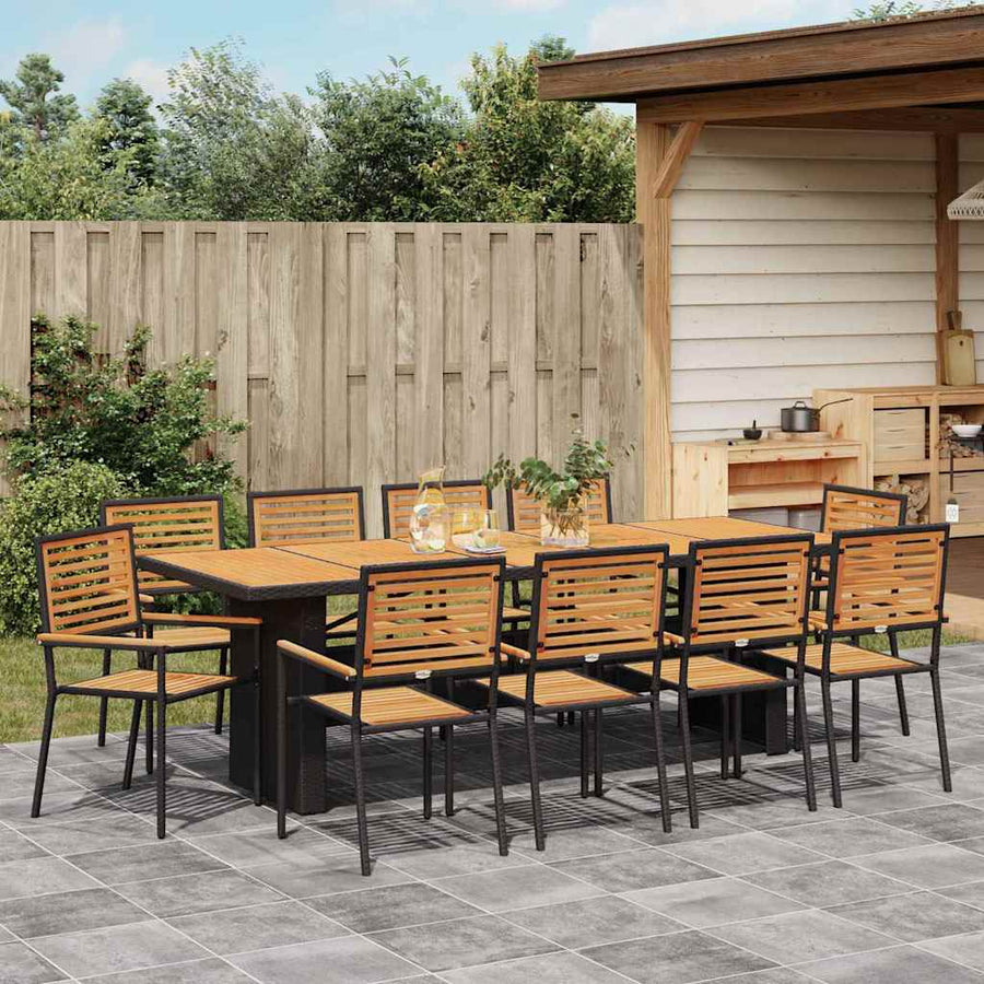 Tuin Eettafelset 11 Pcs En Bruin Poly Rattan 10-zitplaatsen