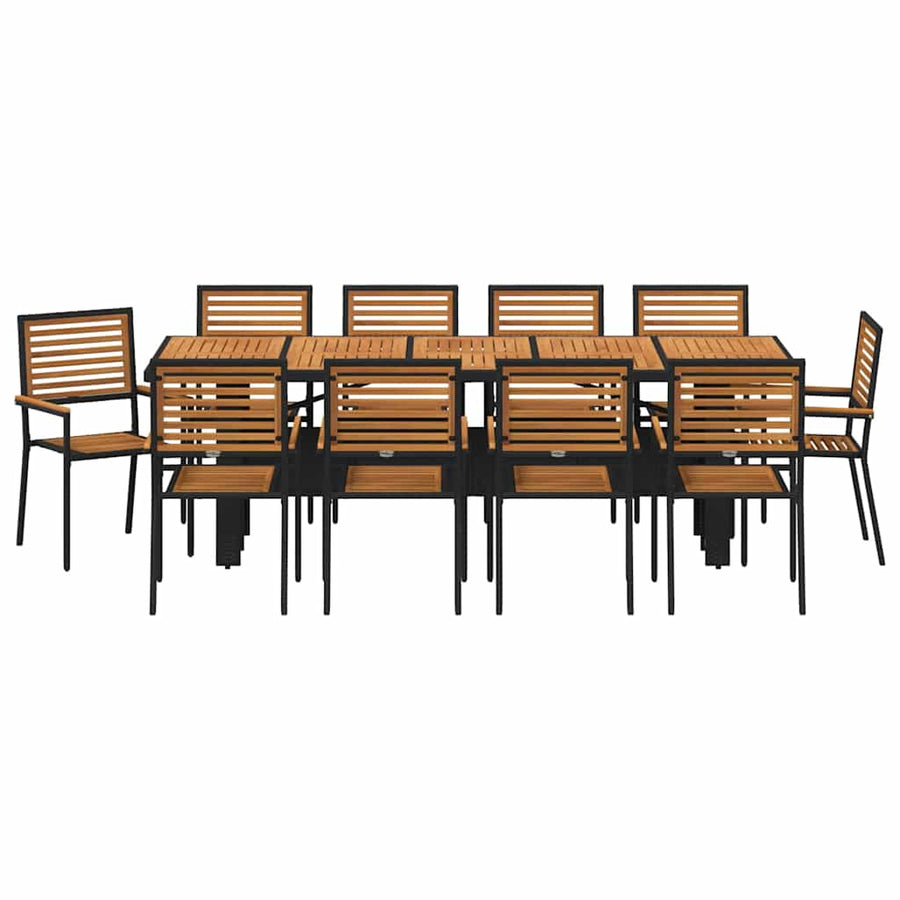 Tuin Eettafelset 11 Pcs En Bruin Poly Rattan 10-zitplaatsen