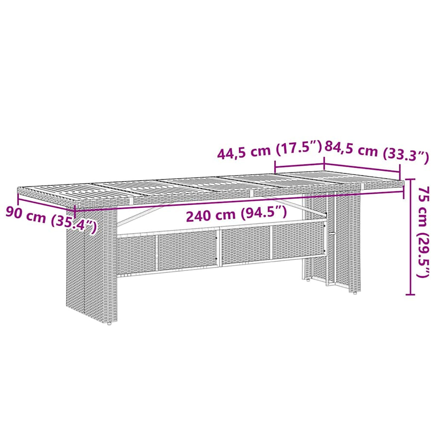 Tuin Eettafelset 11 Pcs En Bruin Poly Rattan 10-zitplaatsen