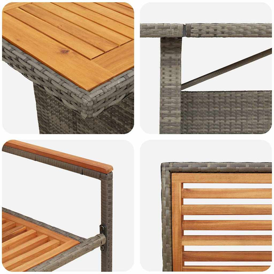Tuin Eetset 11 Pcs 240 X 90 X 75 Cm Poly Rattan Grijs
