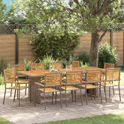 Tuin eetset 11-delig poly rattan grijs 240x90x75 cm