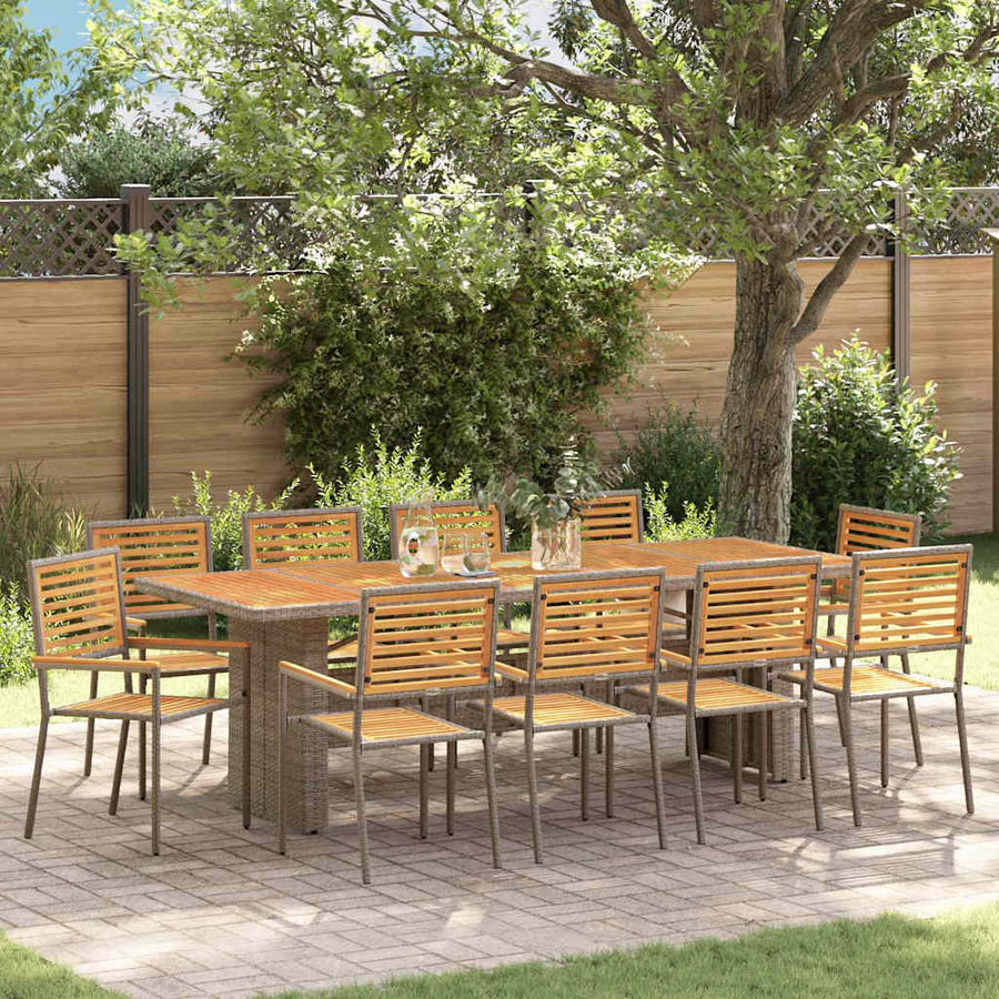 Tuin Eetset 11 Pcs 240 X 90 X 75 Cm Poly Rattan Grijs