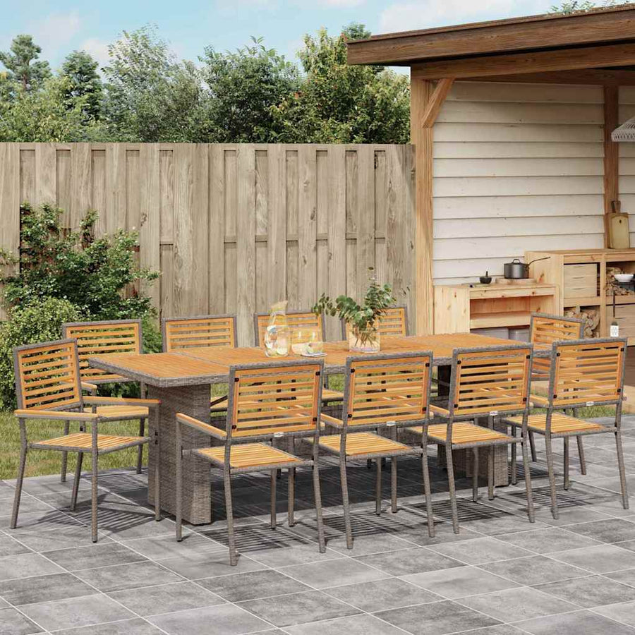 Tuin Eetset 11 Pcs 240 X 90 X 75 Cm Poly Rattan Grijs