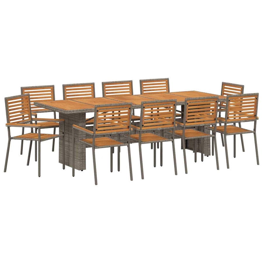 Tuin Eetset 11 Pcs 240 X 90 X 75 Cm Poly Rattan Grijs
