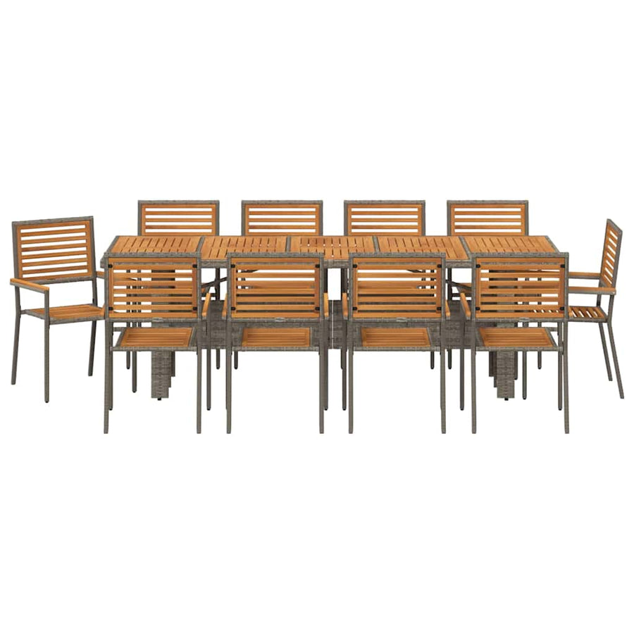 Tuin Eetset 11 Pcs 240 X 90 X 75 Cm Poly Rattan Grijs