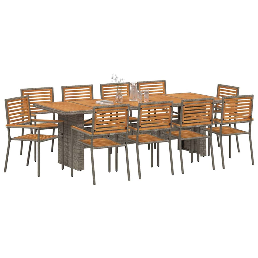 Tuin Eetset 11 Pcs 240 X 90 X 75 Cm Poly Rattan Grijs