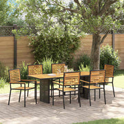Tuin eettafelset 7-delig poly rattan bruin zwart
