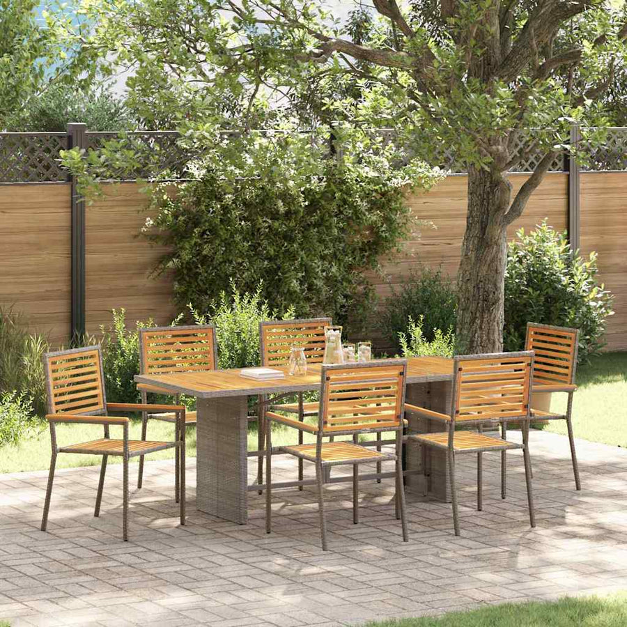 Tuin eettafelset 7 pcs Grijs en Bruin poly rattan