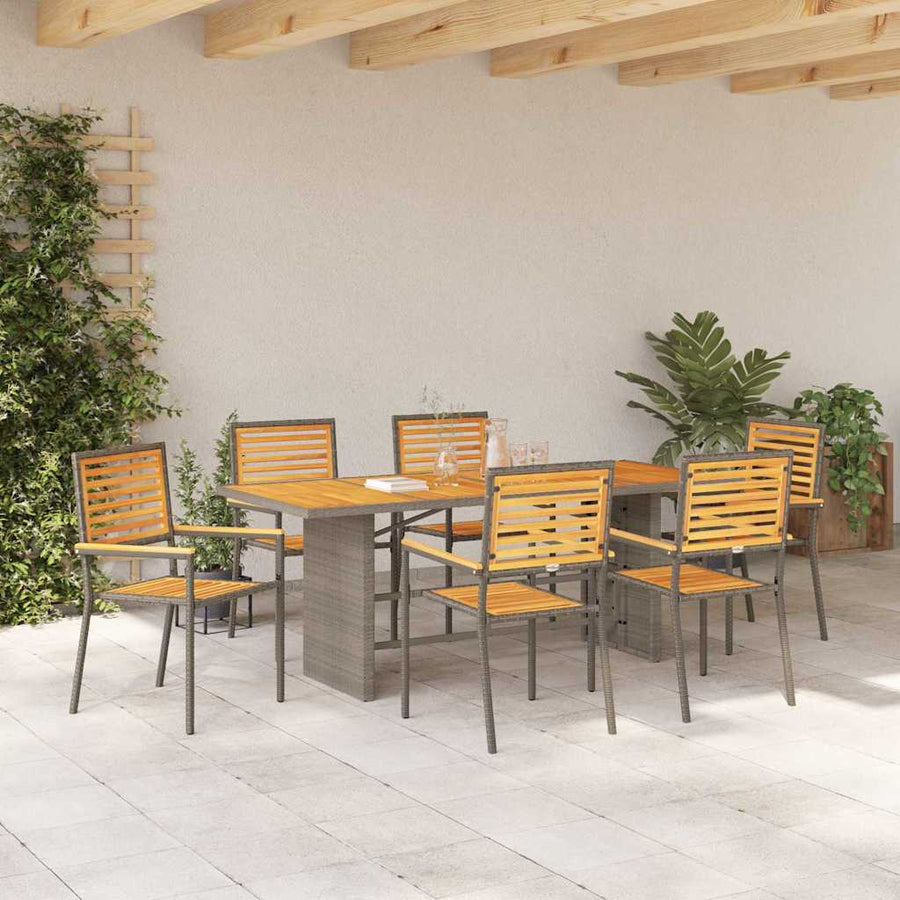 Tuin eettafelset 7 pcs Grijs en Bruin poly rattan