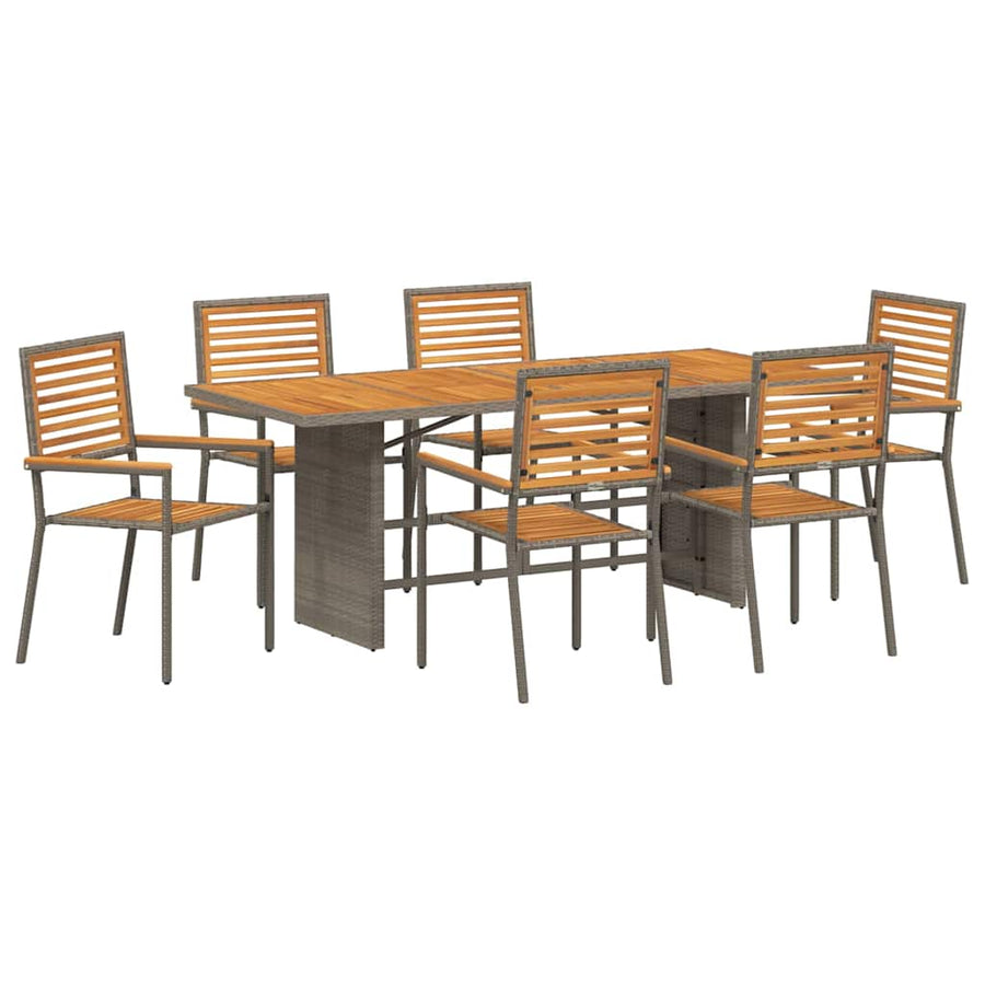Tuin eettafelset 7 pcs Grijs en Bruin poly rattan