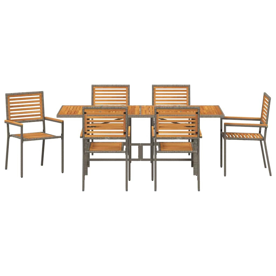 Tuin eettafelset 7 pcs Grijs en Bruin poly rattan
