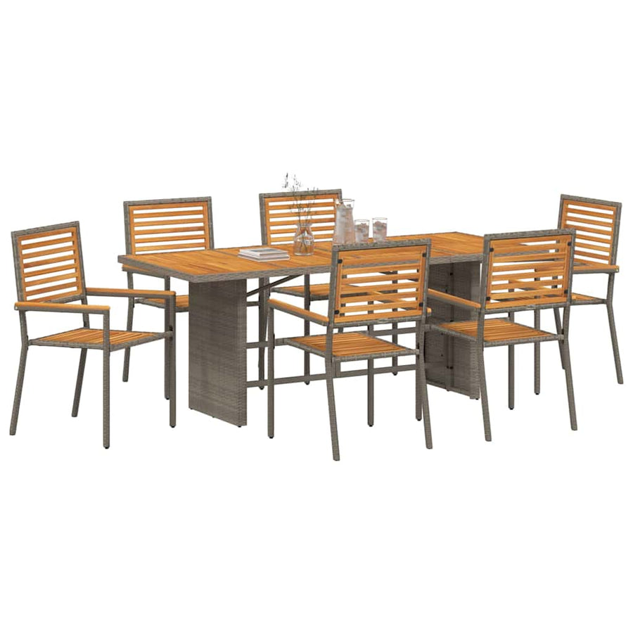 Tuin eettafelset 7 pcs Grijs en Bruin poly rattan