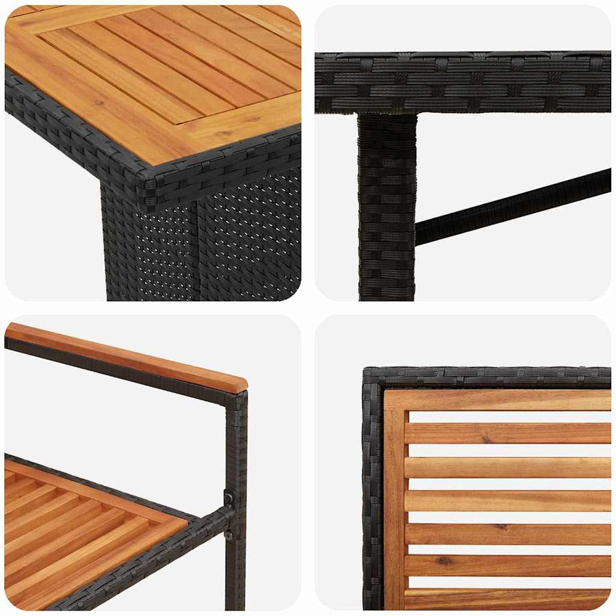 Tuin Eettafelset 9 Pcs En Bruin Poly Rattan 8-persoons Zwart