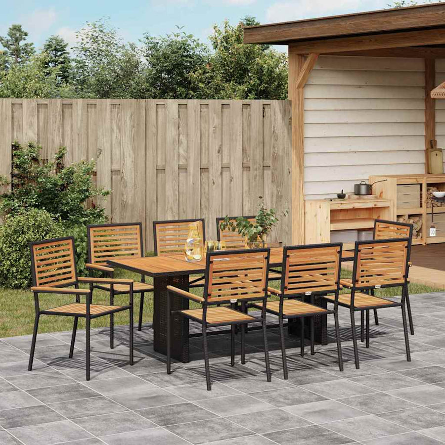 Tuin Eettafelset 9 Pcs En Bruin Poly Rattan 8-persoons Zwart
