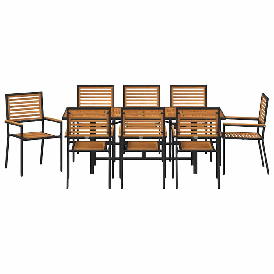 Tuin Eettafelset 9 Pcs En Bruin Poly Rattan 8-persoons Zwart