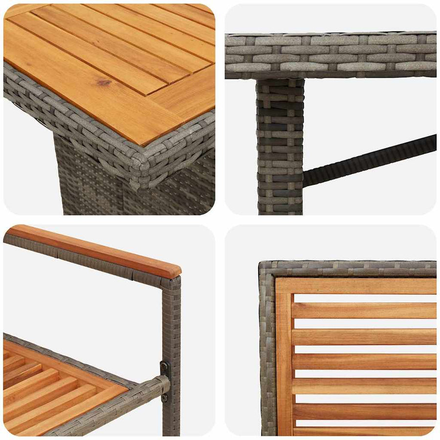 Tuin eettafelset 9 pcs Grijs en Bruin poly rattan