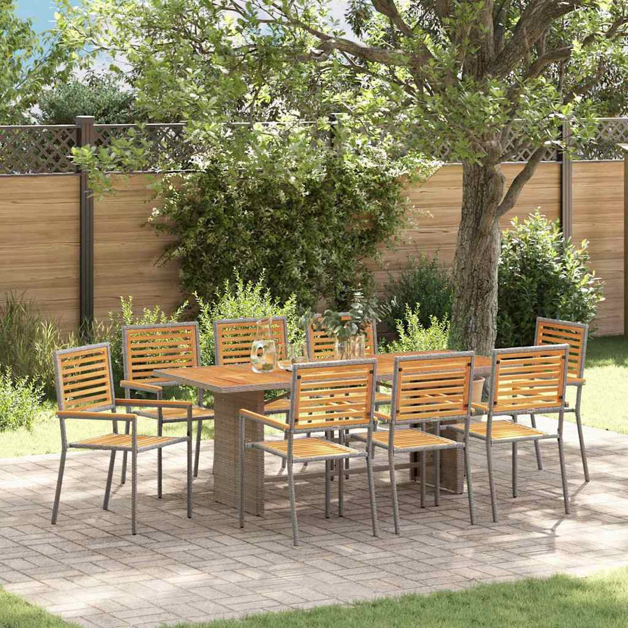 Tuin eettafelset 9 pcs Grijs en Bruin poly rattan