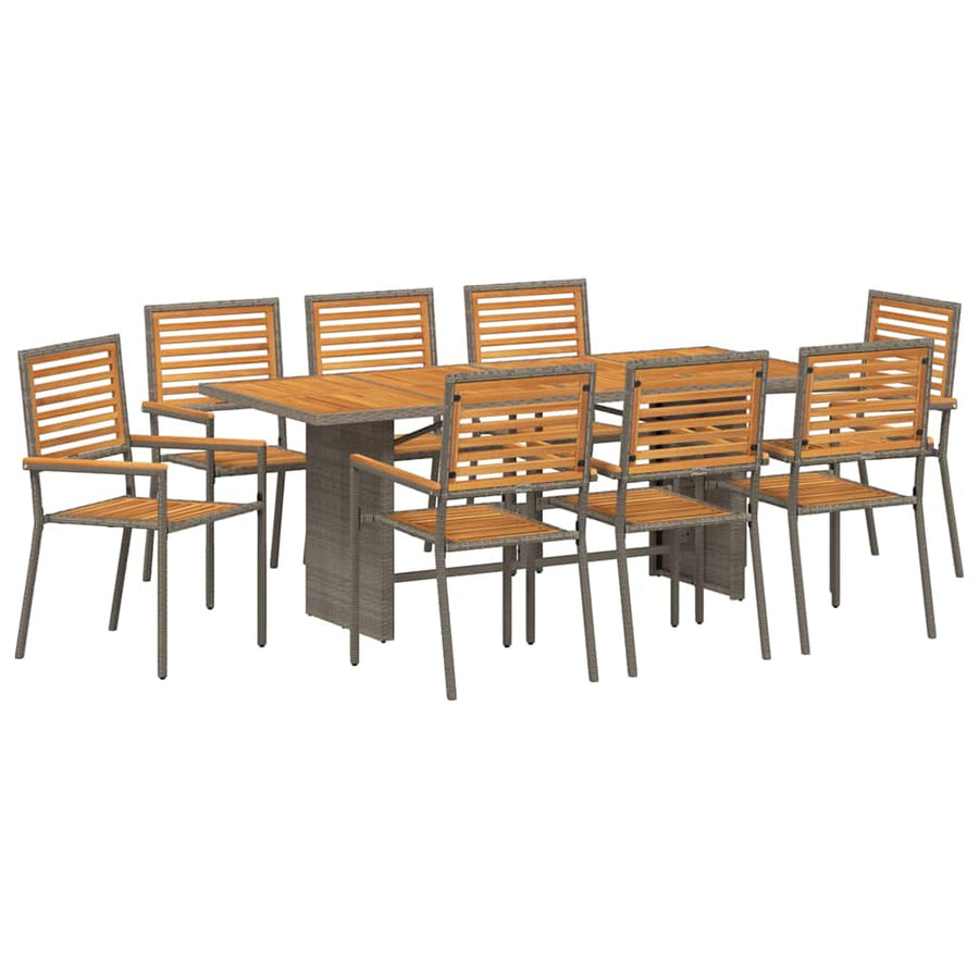 Tuin eettafelset 9 pcs Grijs en Bruin poly rattan