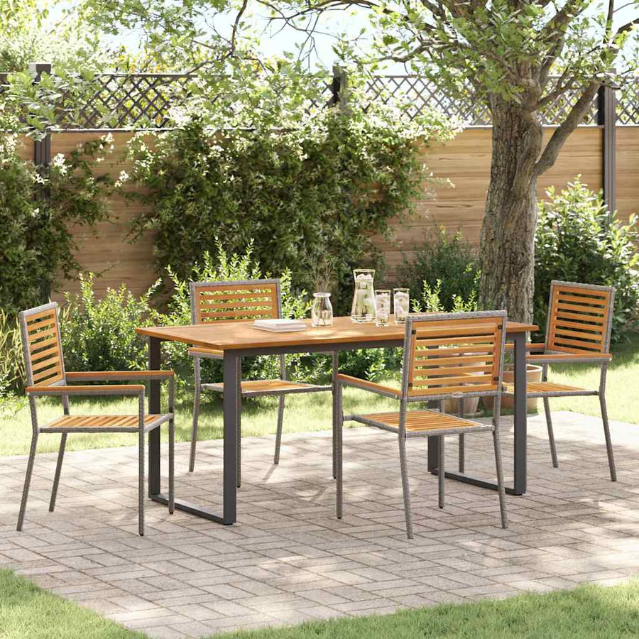 Tuin eettafelset 5 pcs Grijs Massief Acaciahout