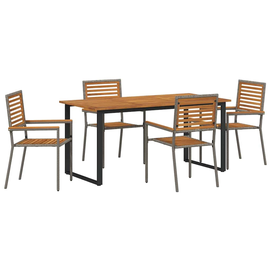 Tuin eettafelset 5 pcs Grijs Massief Acaciahout