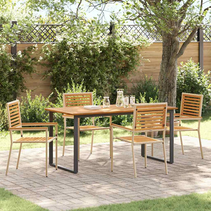 Tuin eettafelset 5 pcs Beige Massief Acaciahout