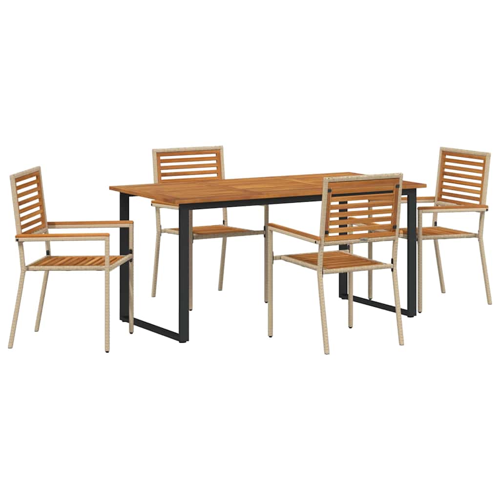 Tuin eettafelset 5 pcs Beige Massief Acaciahout
