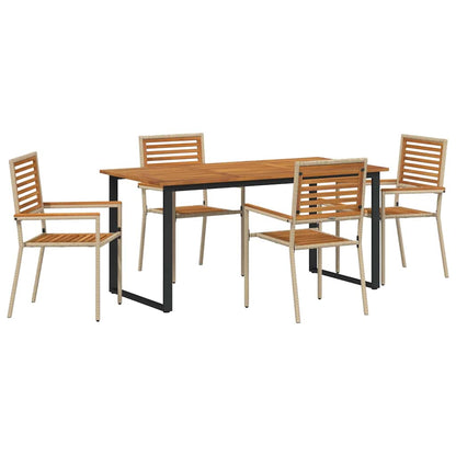 Tuin eettafelset 5 pcs Beige Massief Acaciahout