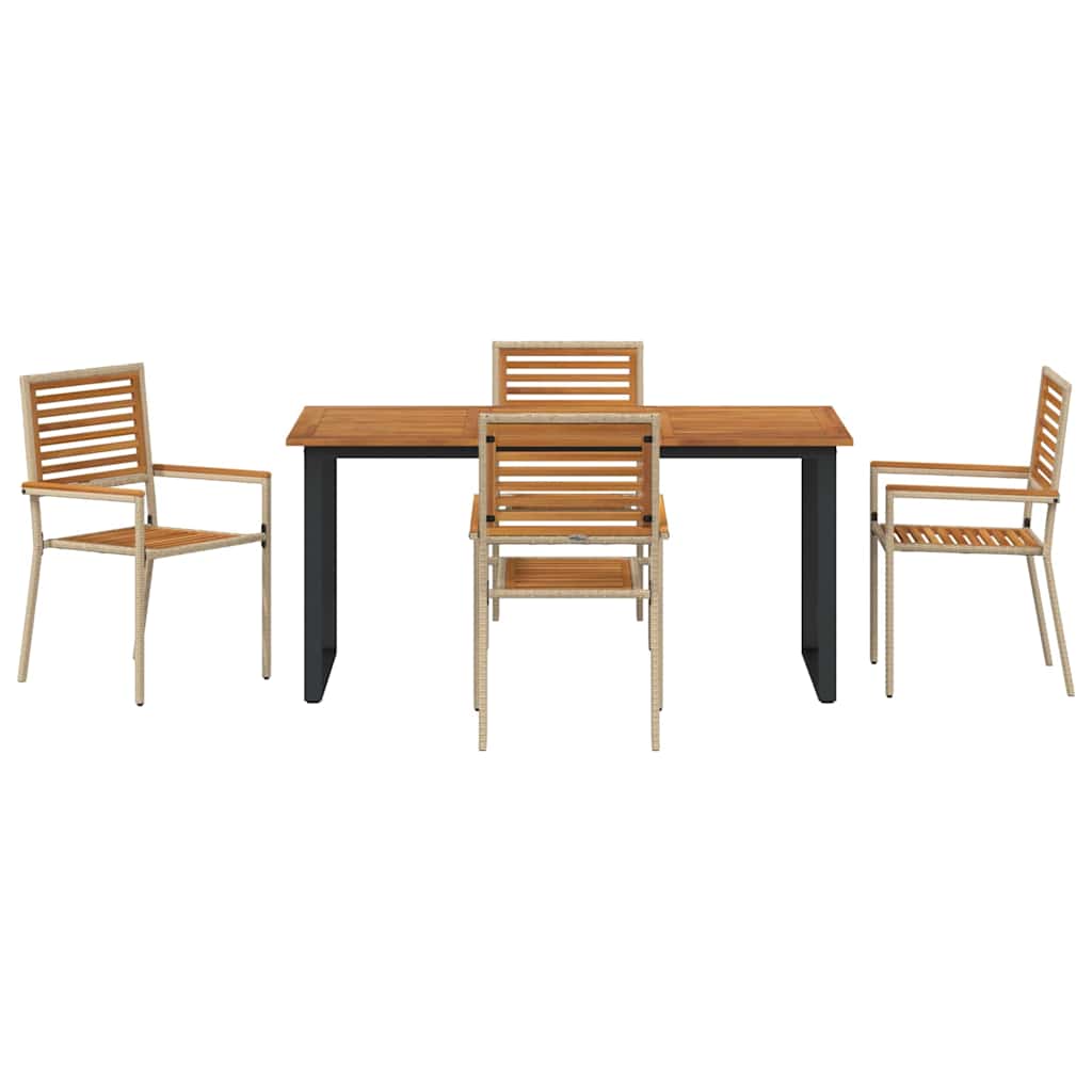 Tuin eettafelset 5 pcs Beige Massief Acaciahout
