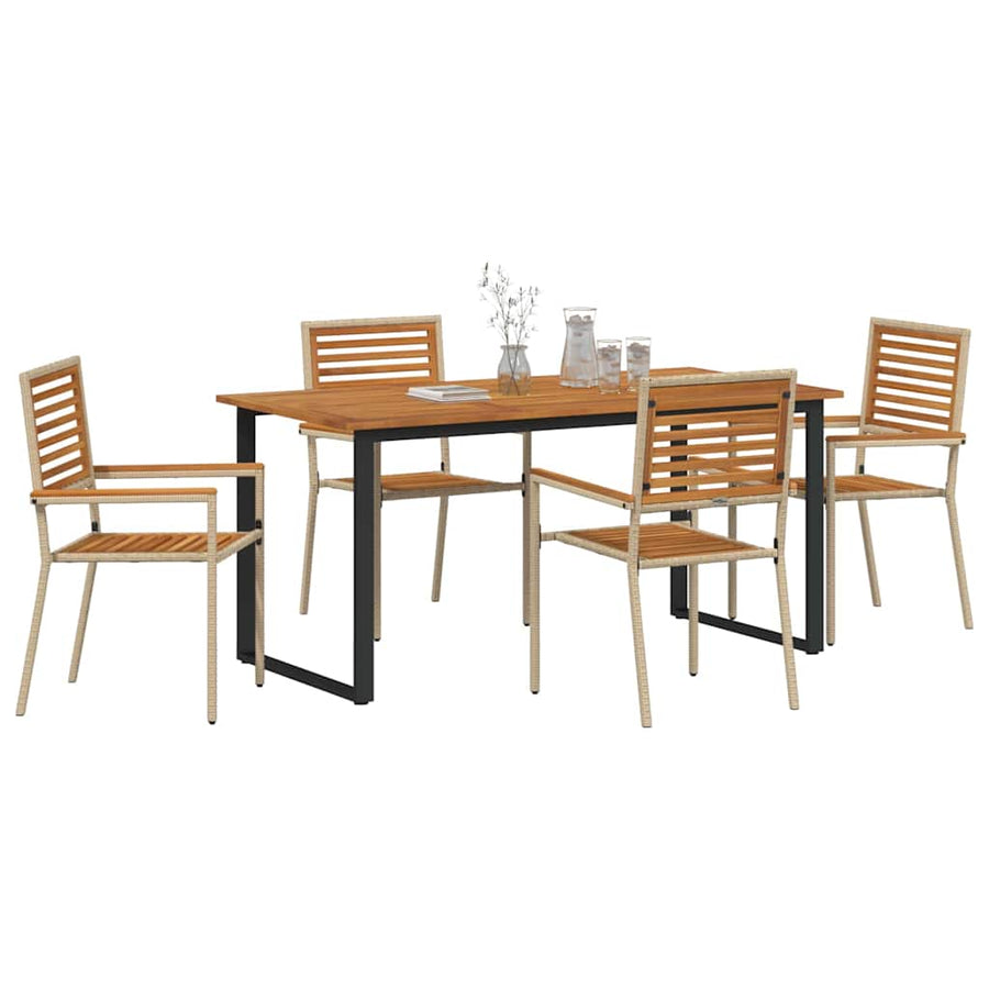 Tuin eettafelset 5 pcs Beige Massief Acaciahout