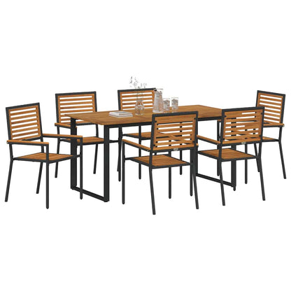 Tuin eettafelset 7 pcs Zwart Massief Acaciahout