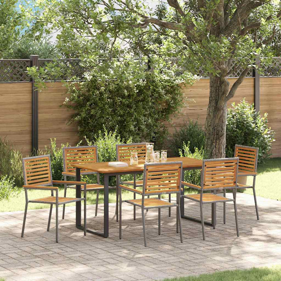 Tuin eettafelset 7 pcs Grijs Massief Acaciahout