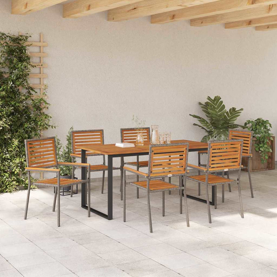 Tuin eettafelset 7 pcs Grijs Massief Acaciahout