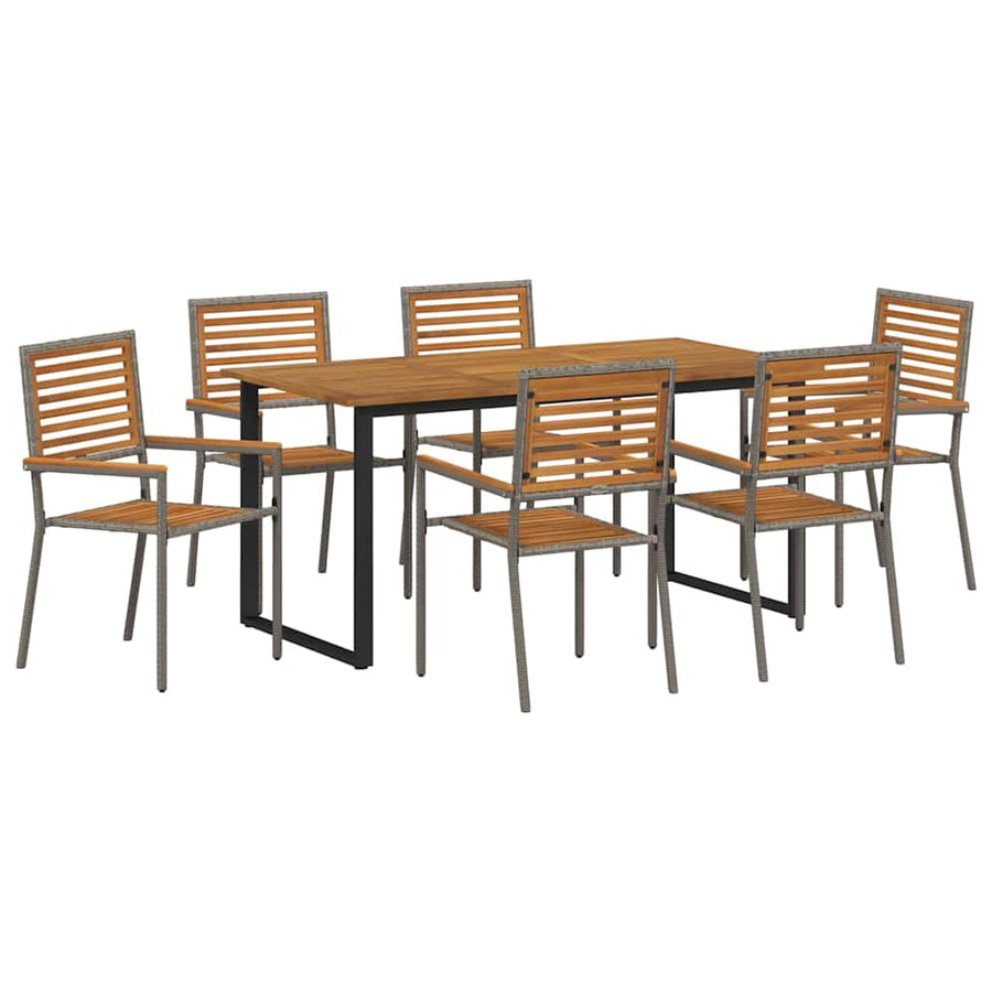 Tuin eettafelset 7 pcs Grijs Massief Acaciahout
