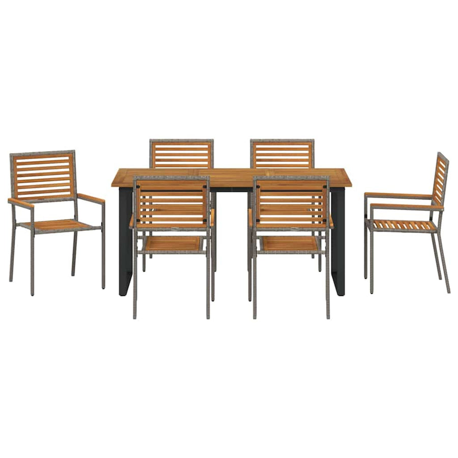 Tuin eettafelset 7 pcs Grijs Massief Acaciahout