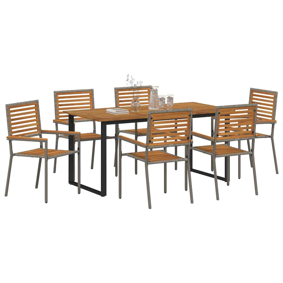 Tuin eettafelset 7 pcs Grijs Massief Acaciahout