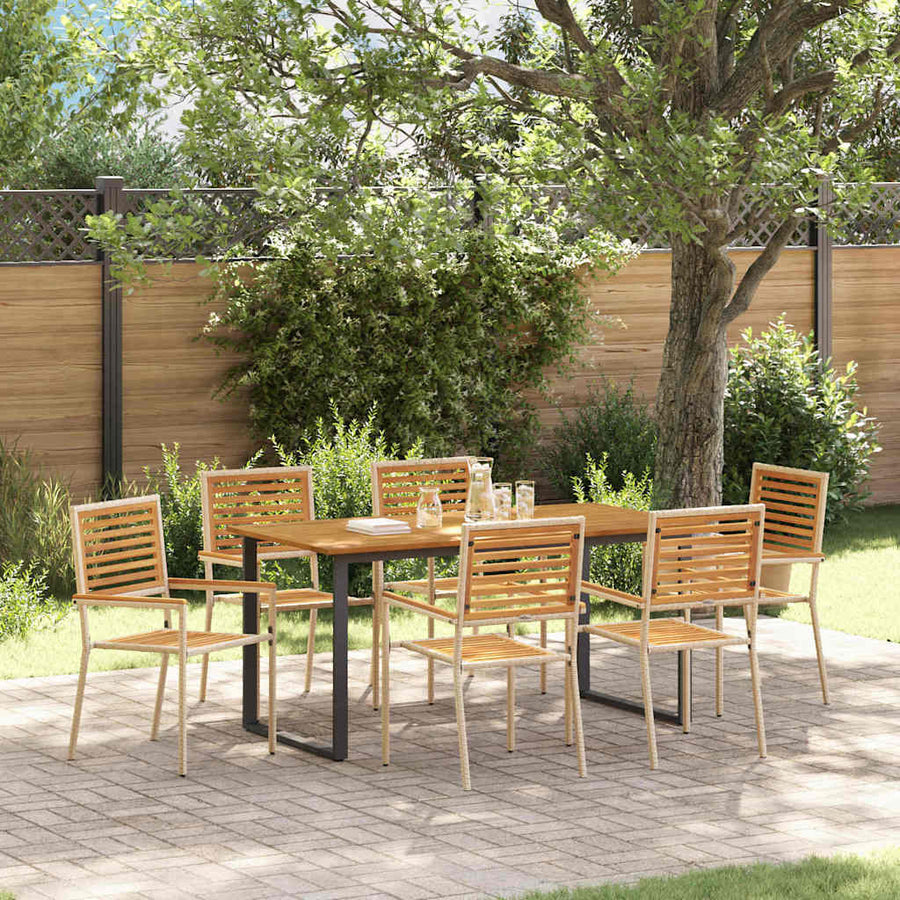 Tuin eettafelset 7 pcs Beige Massief Acaciahout