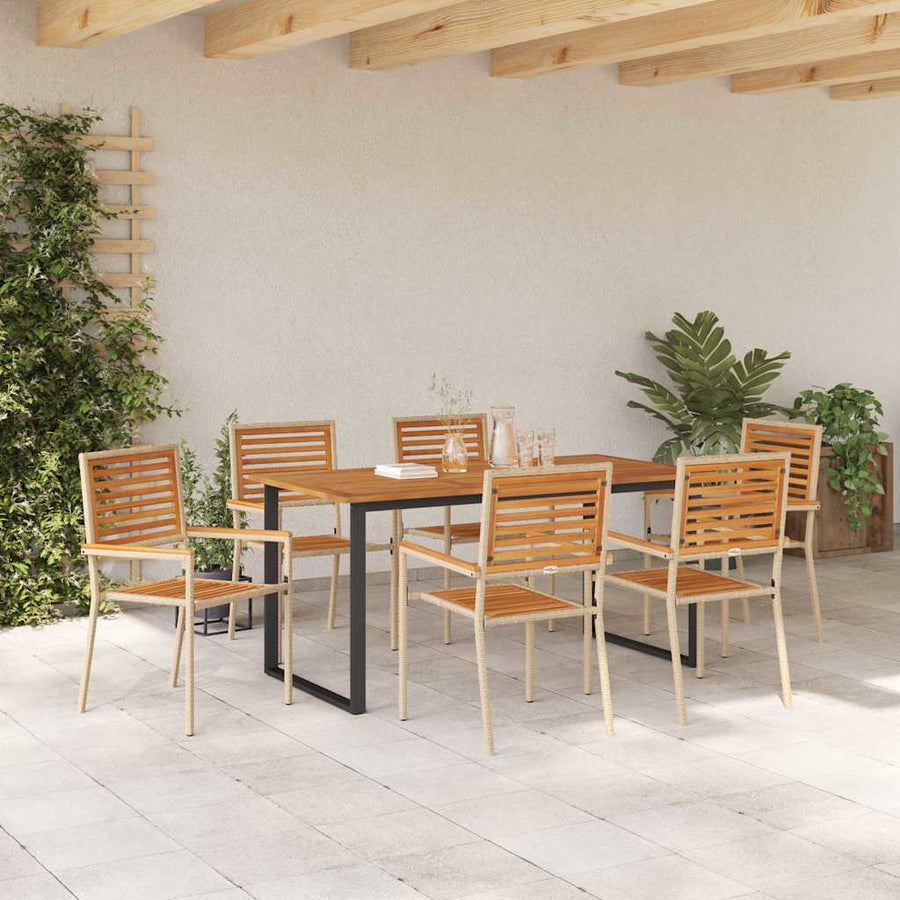 Tuin eettafelset 7 pcs Beige Massief Acaciahout
