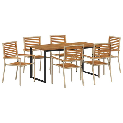 Tuin eettafelset 7 pcs Beige Massief Acaciahout