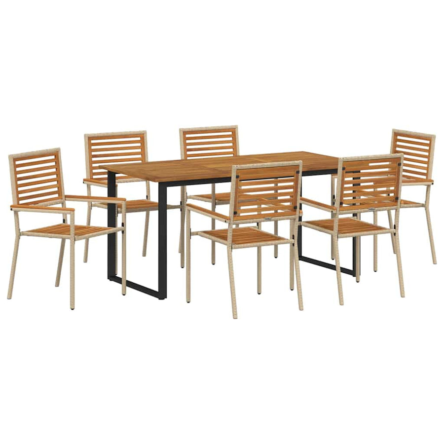 Tuin eettafelset 7 pcs Beige Massief Acaciahout