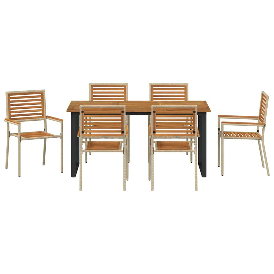 Tuin eettafelset 7 pcs Beige Massief Acaciahout