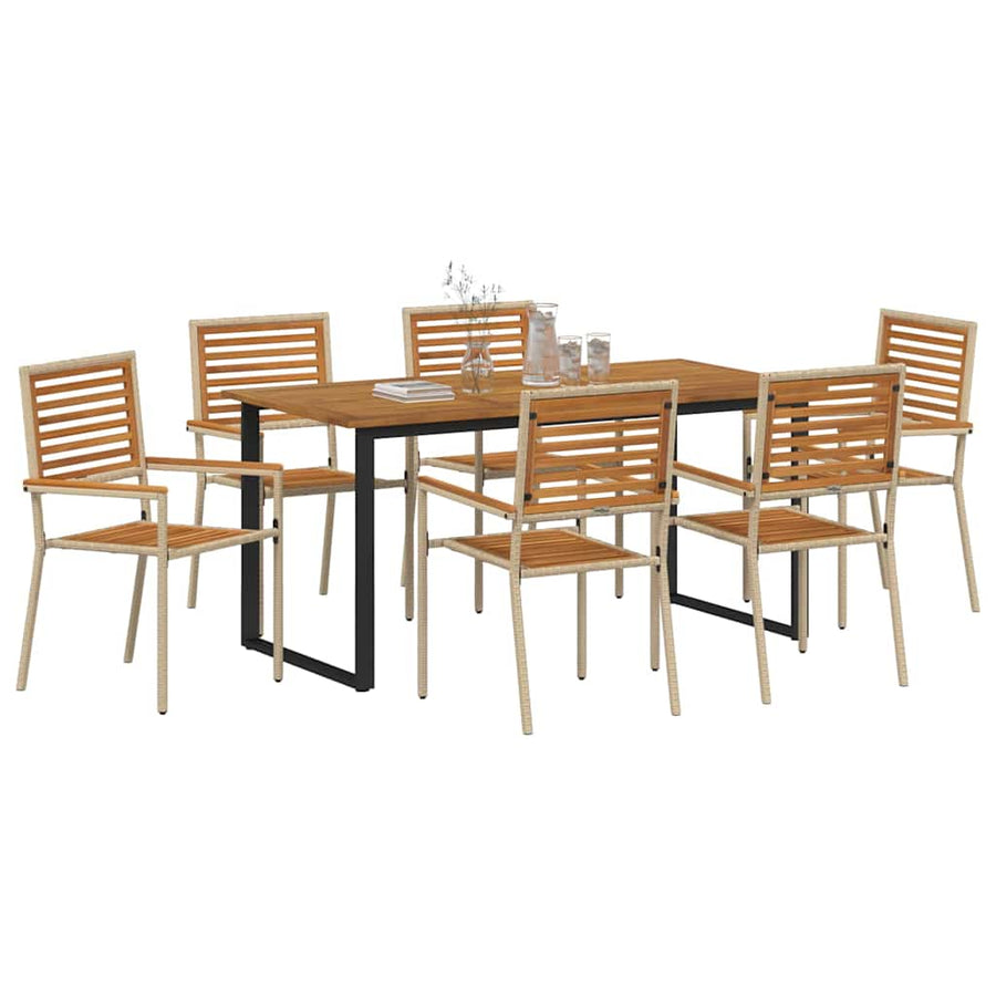 Tuin eettafelset 7 pcs Beige Massief Acaciahout