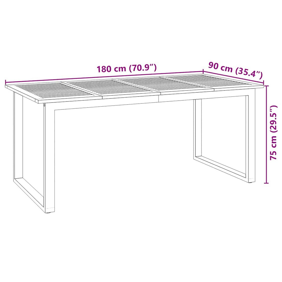 Tuin eettafelset 7 pcs Zwart Massief Acaciahout