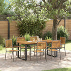 Eettafelset acaciahout grijs 180x90x75 cm 8 personen