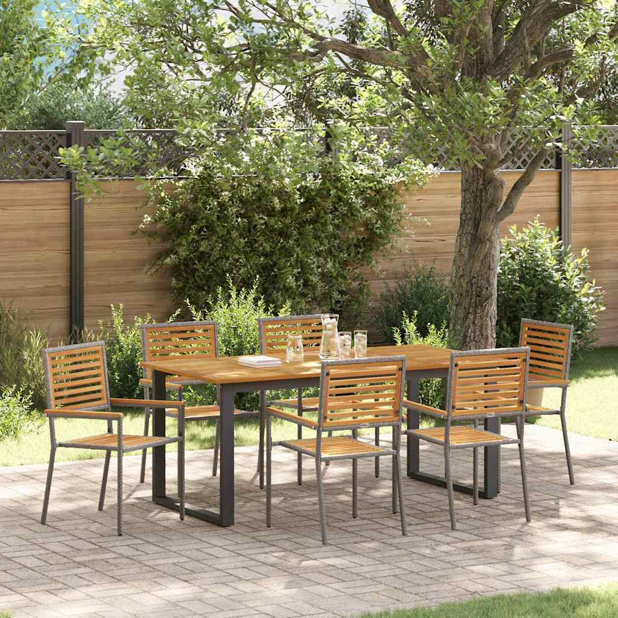 Tuin eettafelset 7 pcs Grijs Massief Acaciahout